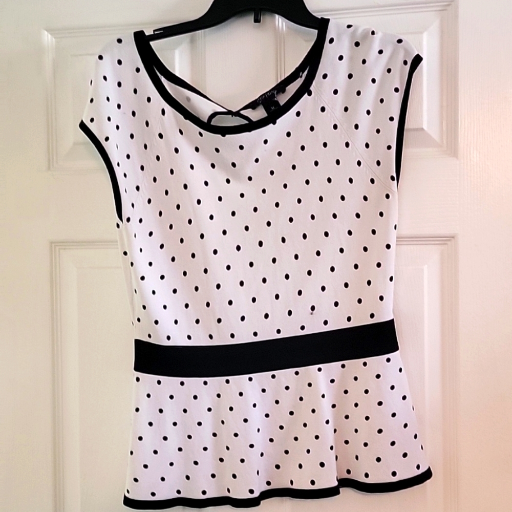 White house black market polka dot peplum top